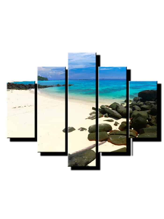 5 dielny obraz kamene na piesočnej pláži-Viac dielny obraz-moderne obrazy na stenu