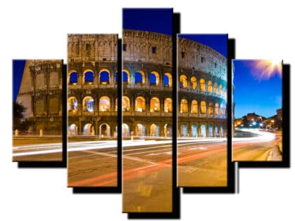 5 dielny obraz koloseum v noci so svetalmi-Viac dielny obraz-moderne obrazy na stenu