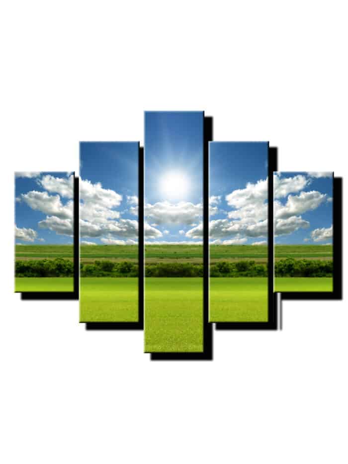 5 dielny obraz letna krajina so slnkom-Viac dielny obraz-moderne obrazy na stenu
