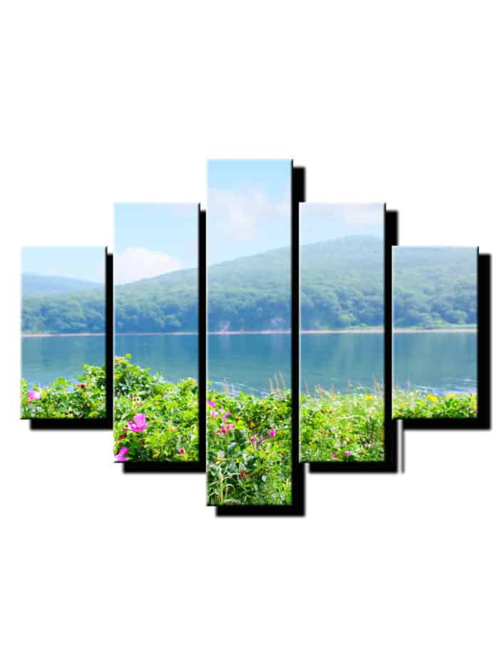 5 dielny obraz letné jazero-Viac dielny obraz-moderne obrazy na stenu