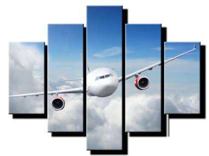 5 dielny obraz lietadlo nad oblakmi-Viac dielny obraz-moderne obrazy na stenu