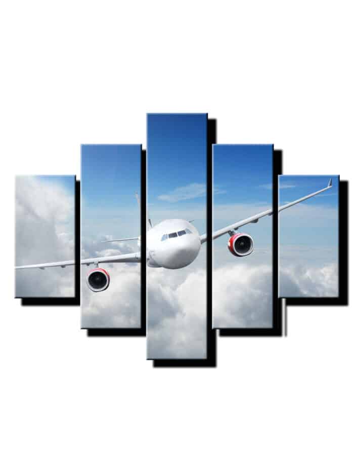 5 dielny obraz lietadlo nad oblakmi-Viac dielny obraz-moderne obrazy na stenu