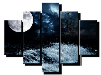 5 dielny obraz mesiac s vodou-Viac dielny obraz-Moderne obrazy na stenu-Obraz na stenu