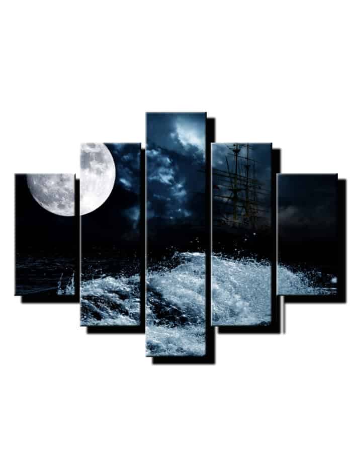 5 dielny obraz mesiac s vodou-Viac dielny obraz-Moderne obrazy na stenu-Obraz na stenu