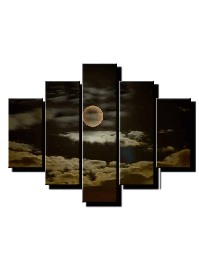 5 dielny obraz mesiac v oblakoch-Viac dielny obraz-Moderne obrazy na stenu-Obraz na stenu