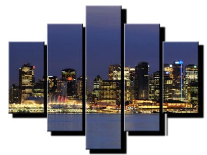 5 dielny obraz mesta vecerne z mora-Viac dielny obraz-moderne obrazy na stenu