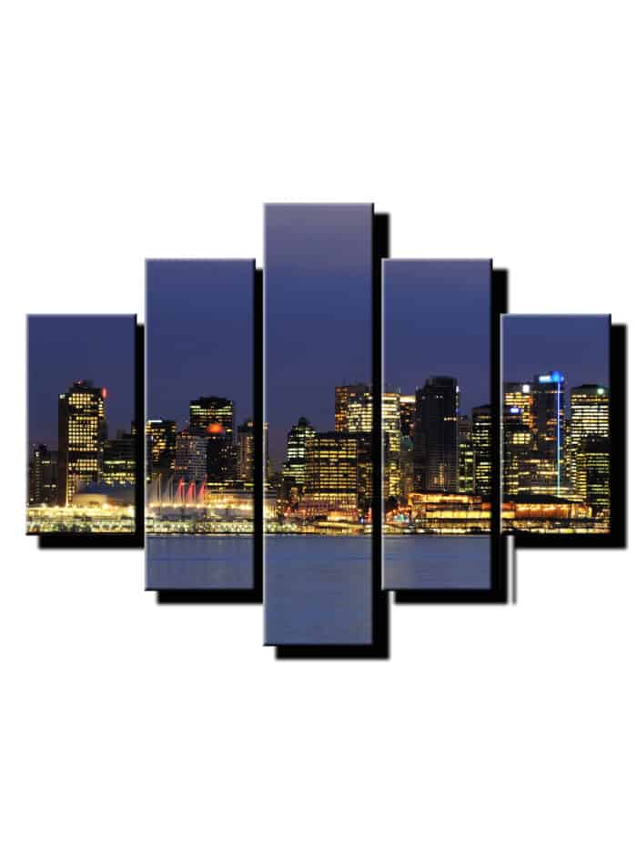 5 dielny obraz mesta vecerne z mora-Viac dielny obraz-moderne obrazy na stenu