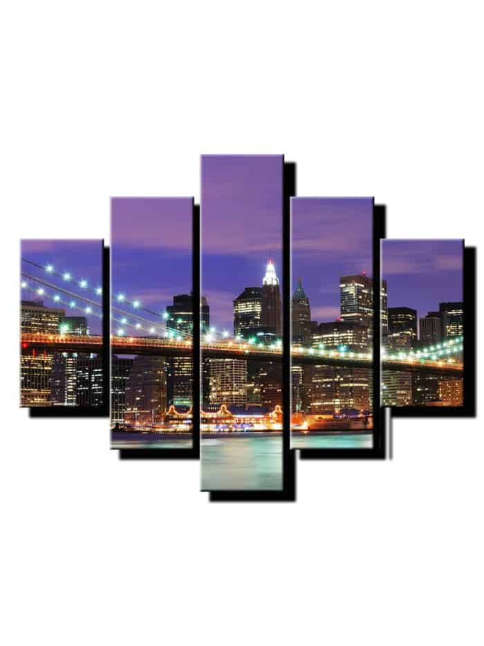 5 dielny obraz mesto plne svetiel v noci-Viac dielny obraz-moderne obrazy na stenu