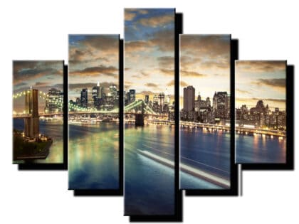 5 dielny obraz mesto podvecer-Viac dielny obraz-moderne obrazy na stenu