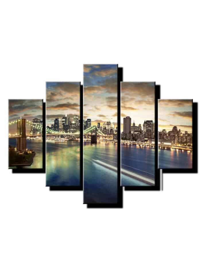 5 dielny obraz mesto podvecer-Viac dielny obraz-moderne obrazy na stenu