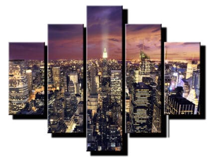 5 dielny obraz mesto podvecer-Viac dielny obraz-moderne obrazy na stenu