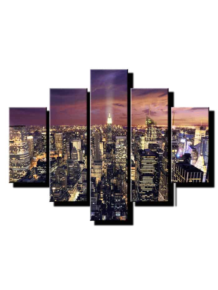 5 dielny obraz mesto podvecer-Viac dielny obraz-moderne obrazy na stenu