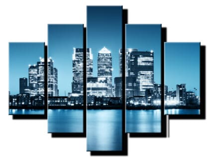 5 dielny obraz mesto v noci-viac dielny obraz-moderne obrazy na stenu