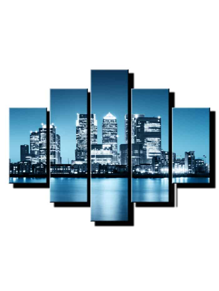 5 dielny obraz mesto v noci-viac dielny obraz-moderne obrazy na stenu