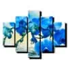 5 dielny obraz modra orchidea na vode-Viac dielny obraz-Moderne obrazy na stenu-Obraz na stenu