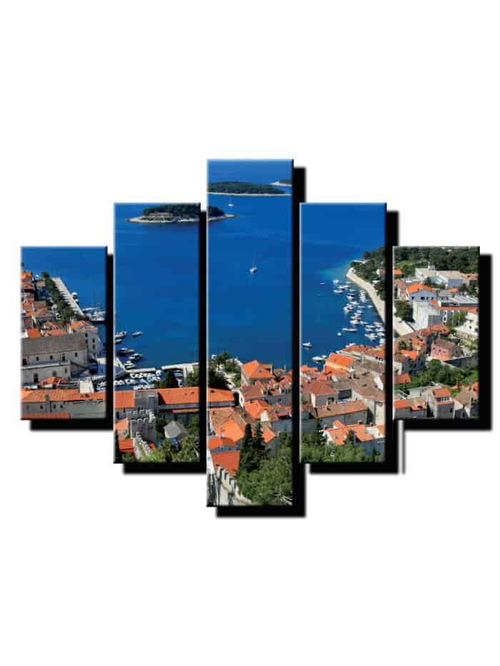 5 dielny obraz more s mestom-Viac dielny obraz-Moderne obrazy na stenu-Obraz na stenu
