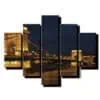 5 dielny obraz most cez rieku nocny-Viac dielny obraz-Moderne obrazy na stenu-Obraz na stenu