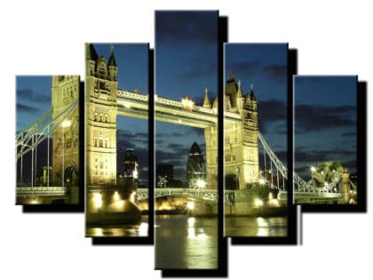 5 dielny obraz most v noci-Viac dielny obraz-moderne obrazy na stenu
