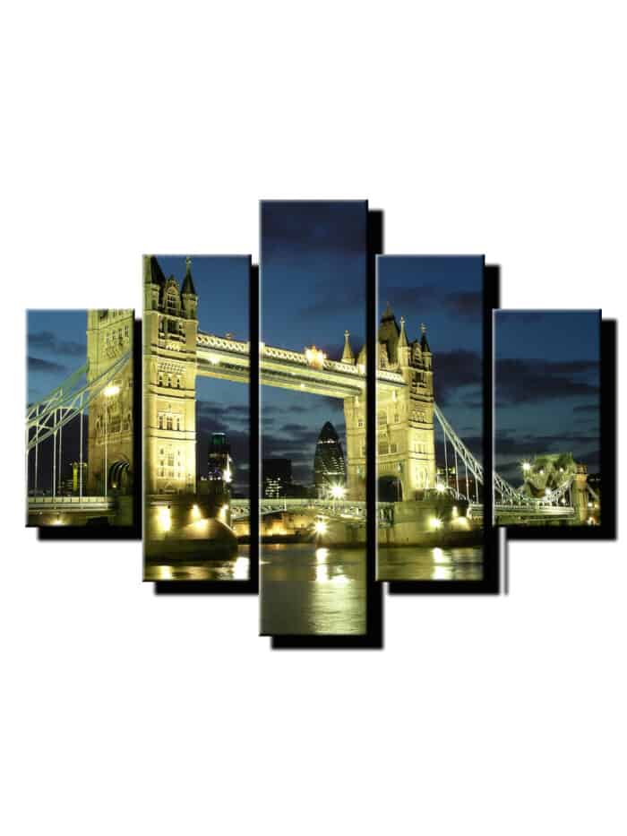 5 dielny obraz most v noci-Viac dielny obraz-moderne obrazy na stenu