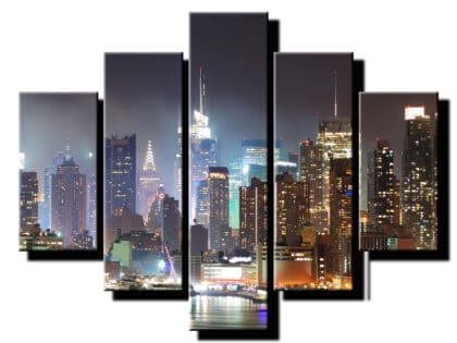 5 dielny obraz mrakodrapy plne svetiel-Viac dielny obraz-moderne obrazy na stenu