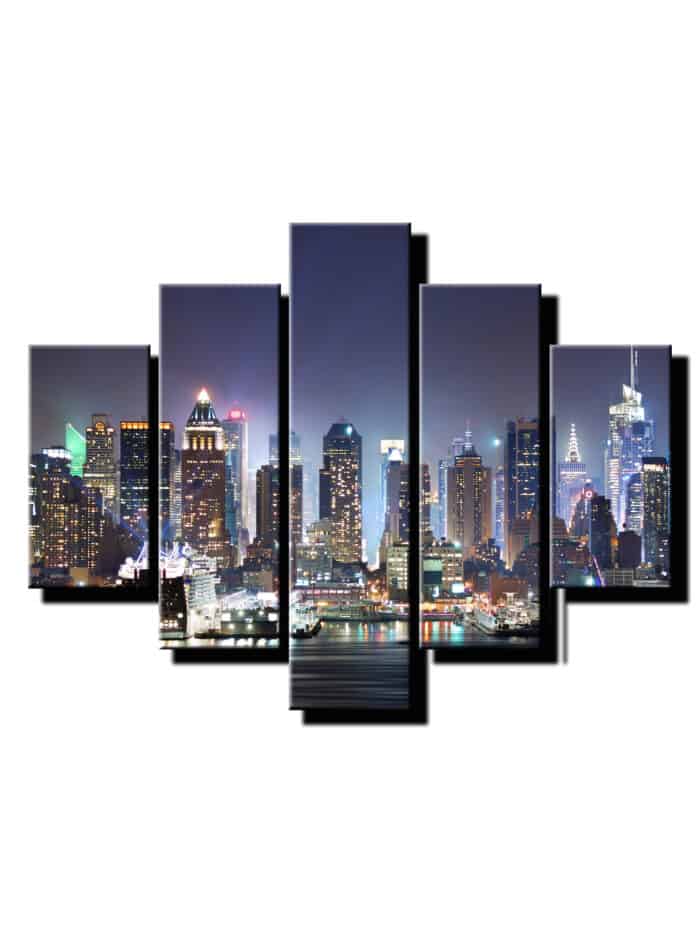5 dielny obraz mrakodrapy plne svetiel-viac dielny obraz-moderne obrazy na stenu