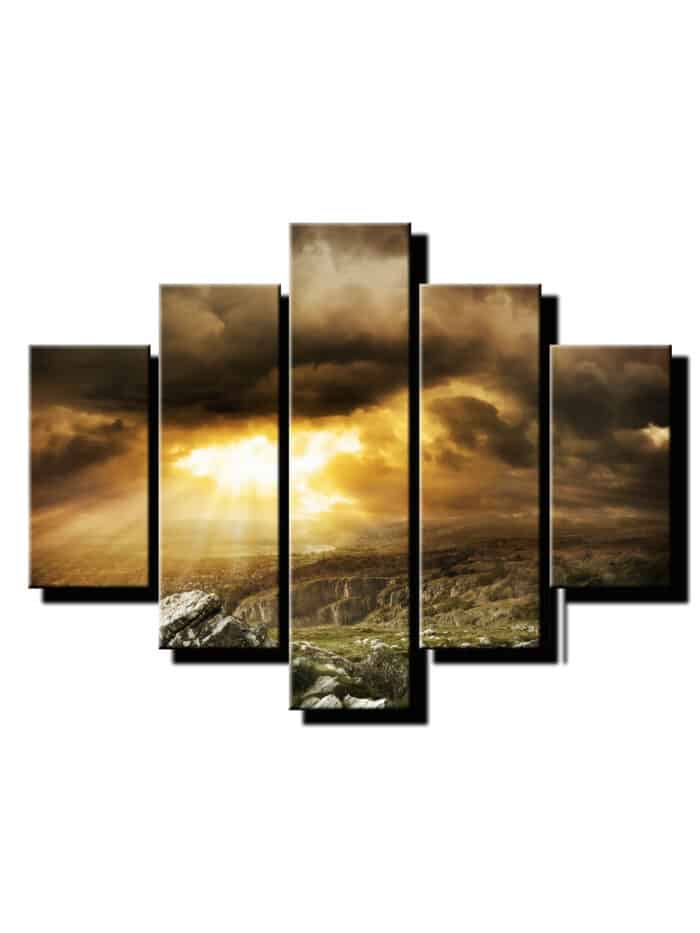 5 dielny obraz mraky so slnkom-Viac dielny obraz-moderne obrazy na stenu