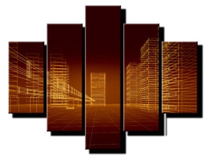 5 dielny obraz nacrt bodovi v hnedej farbe-Viac dielny obraz-Moderne obrazy na stenu-Obraz na stenu