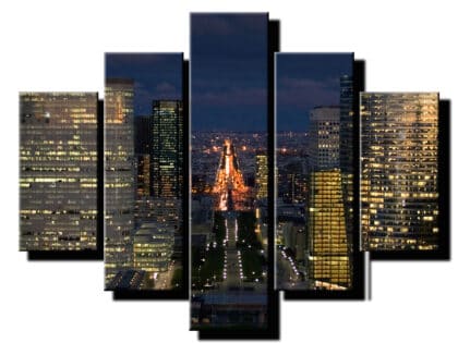 5 dielny obraz nocna ulica v meste-Viac dielny obraz-moderne obrazy na stenu