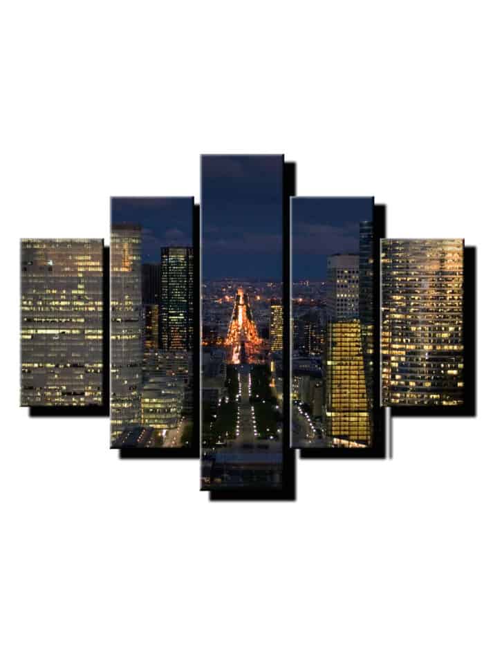 5 dielny obraz nocna ulica v meste-Viac dielny obraz-moderne obrazy na stenu