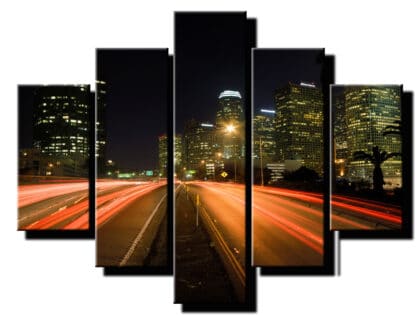 5 dielny obraz nocne mesto a rozostrene svetla-Viac dielny obraz-moderne obrazy na stenu