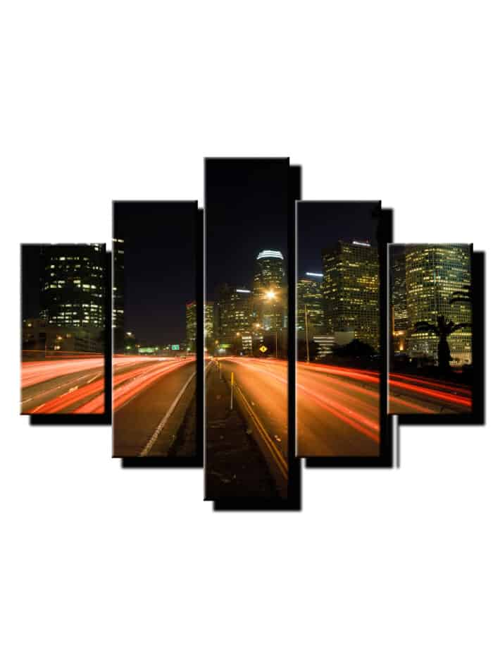 5 dielny obraz nocne mesto a rozostrene svetla-Viac dielny obraz-moderne obrazy na stenu