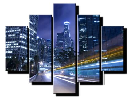 5 dielny obraz nocne mesto a svetla-Viac dielny obraz-moderne obrazy na stenu
