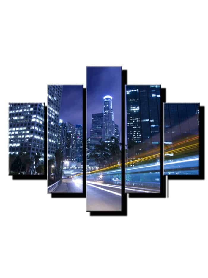 5 dielny obraz nocne mesto a svetla-Viac dielny obraz-moderne obrazy na stenu