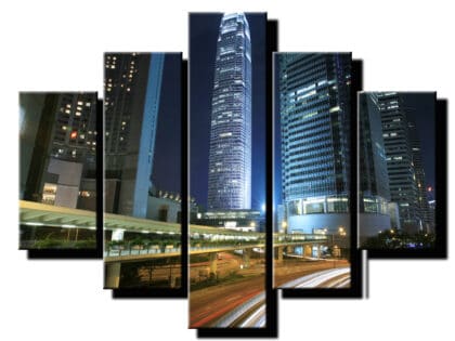 5 dielny obraz nocne mesto plne svetiel 2-Viac dielny obraz-moderne obrazy na stenu