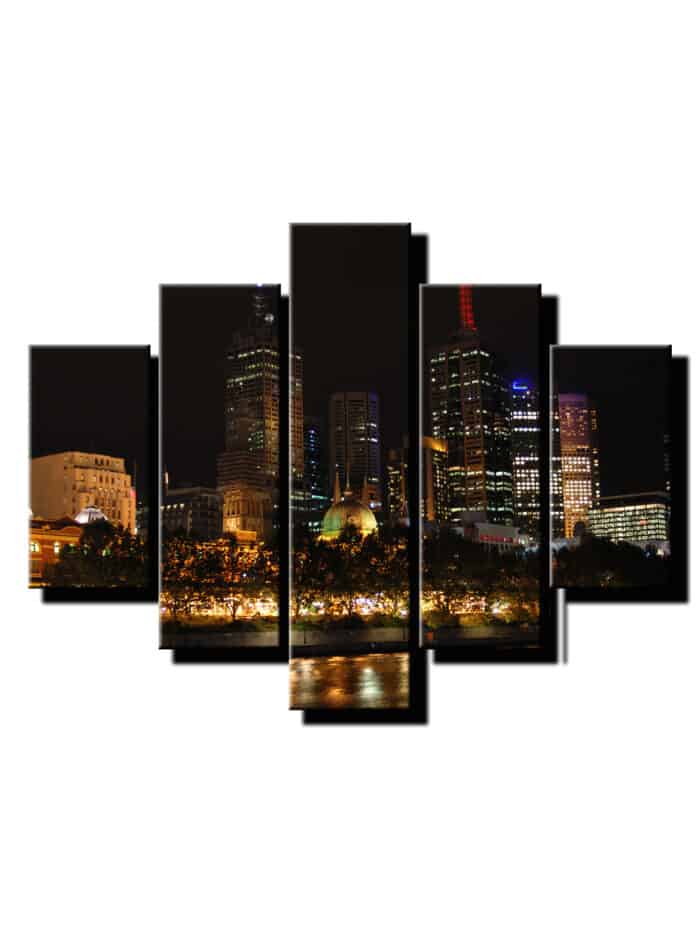 5 dielny obraz nocne mesto plne svetiel-Viac dielny obraz-moderne obrazy na stenu