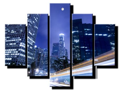 5 dielny obraz nocne mesto plne svetiel rozmazanych-Viac dielny obraz-moderne obrazy na stenu