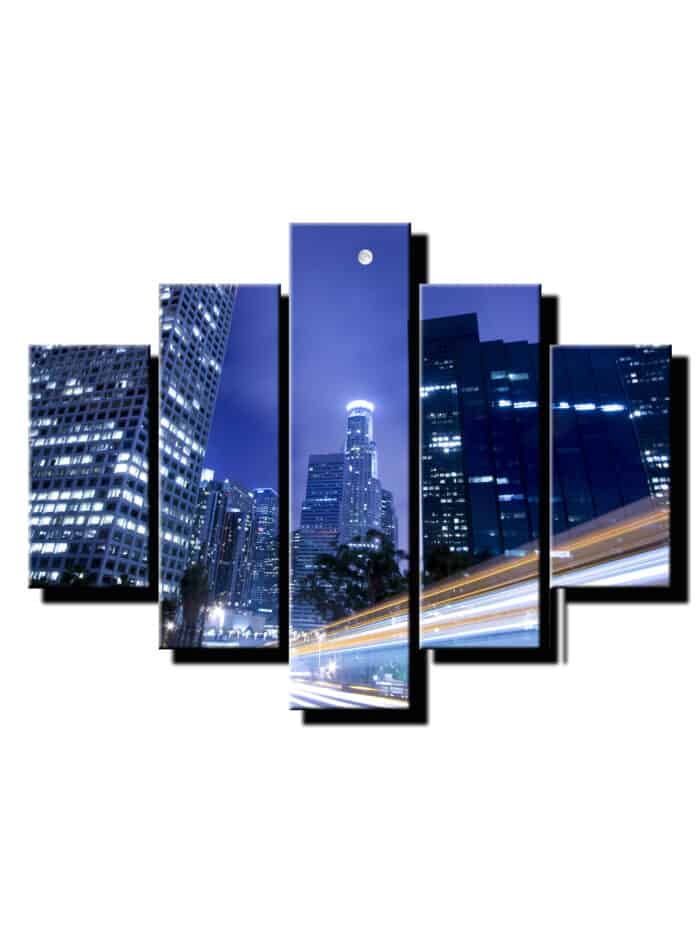 5 dielny obraz nocne mesto plne svetiel rozmazanych-Viac dielny obraz-moderne obrazy na stenu