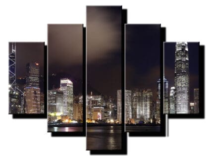 5 dielny obraz nocne mesto s oblohou-Viac dielny obraz-Moderne obrazy na stenu-Obraz na stenu