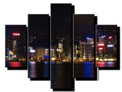5 dielny obraz nocne svetlo z mora-Viac dielny obraz-moderne obrazy na stenu
