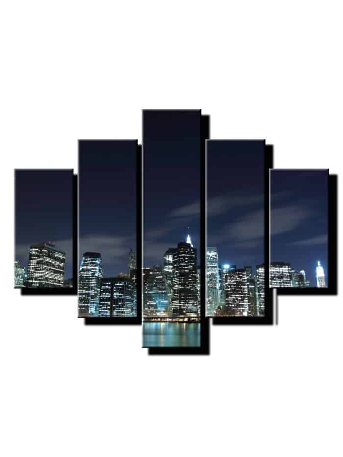 5 dielny obraz nocny detail mesta-Viac dielny obraz-moderne obrazy na stenu