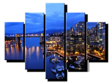 5 dielny obraz nocny pristav-Viac dielny obraz-moderne obrazy na stenu