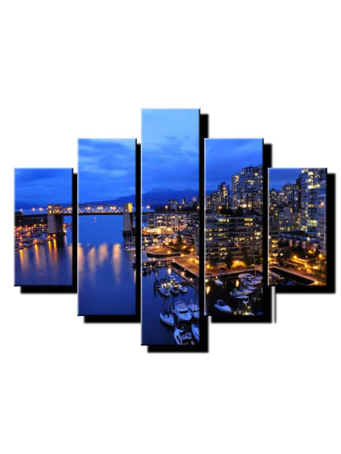 5 dielny obraz nocny pristav-Viac dielny obraz-moderne obrazy na stenu