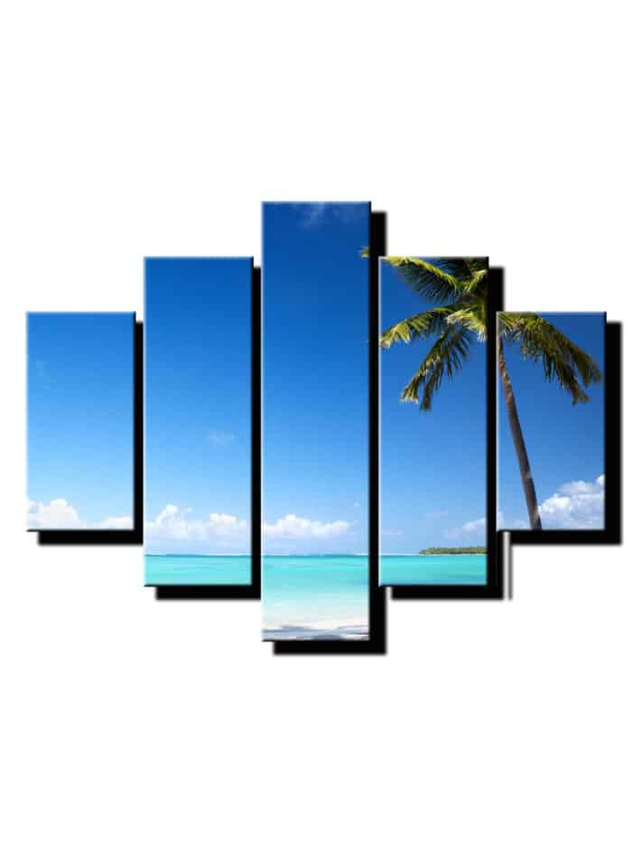 5 dielny obraz ocean s palmou-Viac dielny obraz-moderne obrazy na stenu
