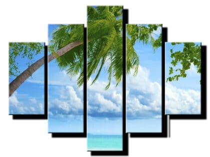 5 dielny obraz ocean s palmou-Viac dielny obraz-moderne obrazy na stenu
