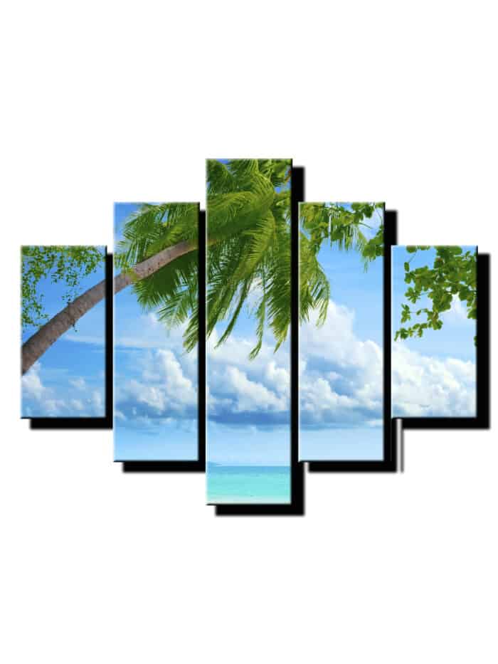 5 dielny obraz ocean s palmou-Viac dielny obraz-moderne obrazy na stenu