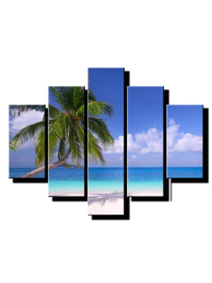 5 dielny obraz ocean s palmou-Viac dielny obraz-moderne obrazy na stenu