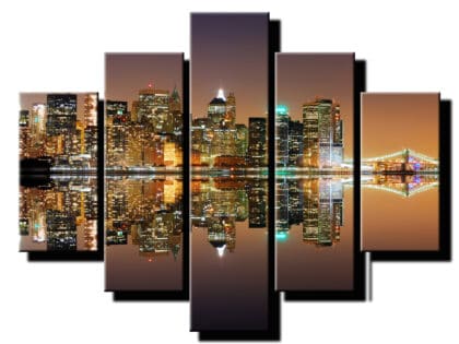 5 dielny obraz odraz mrakodrapov-Viac dielny obraz-moderne obrazy na stenu