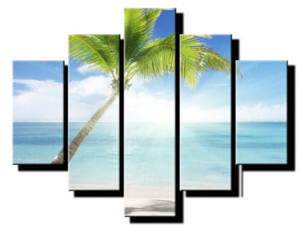 5 dielny obraz palma na plazi-Viac dielny obraz-moderne obrazy na stenu