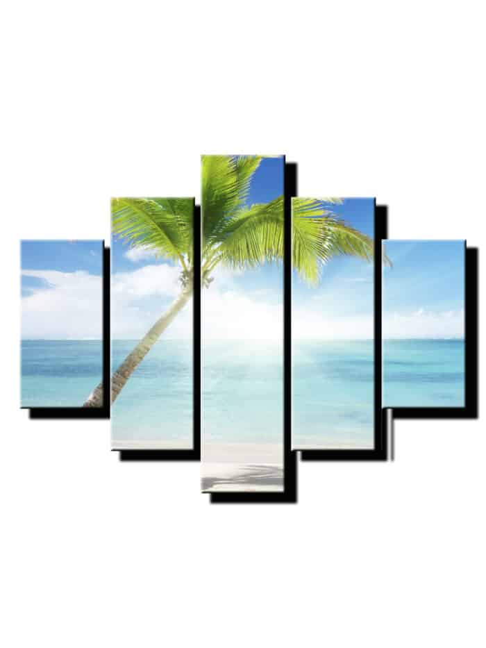 5 dielny obraz palma na plazi-Viac dielny obraz-moderne obrazy na stenu