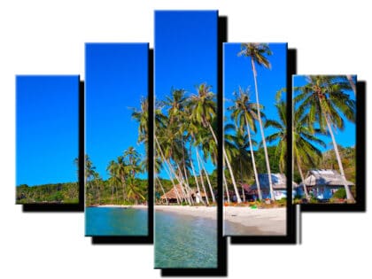 5 dielny obraz palmy na plazi-Viac dielny obraz-moderne obrazy na stenu
